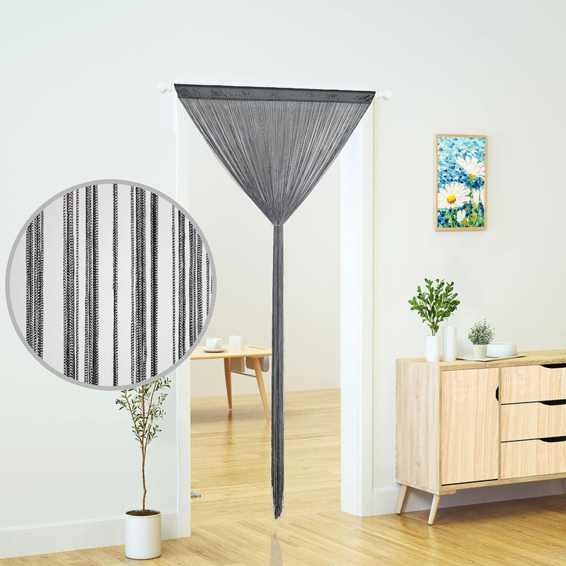YaoYue Doorway String Curtain Door Curtains Boho Hippie Hanging Patio Tassels Screen Room Decor Bedroom Wall Window Closet Kitchen Living Room Fringe Divider Panel Laundry Room(39?110in/100?280cm  Grey) - Image 3